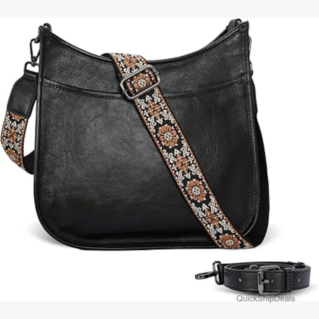 Genuine Leather Crossbody Bag With Boho Strap And Multiple Pockets